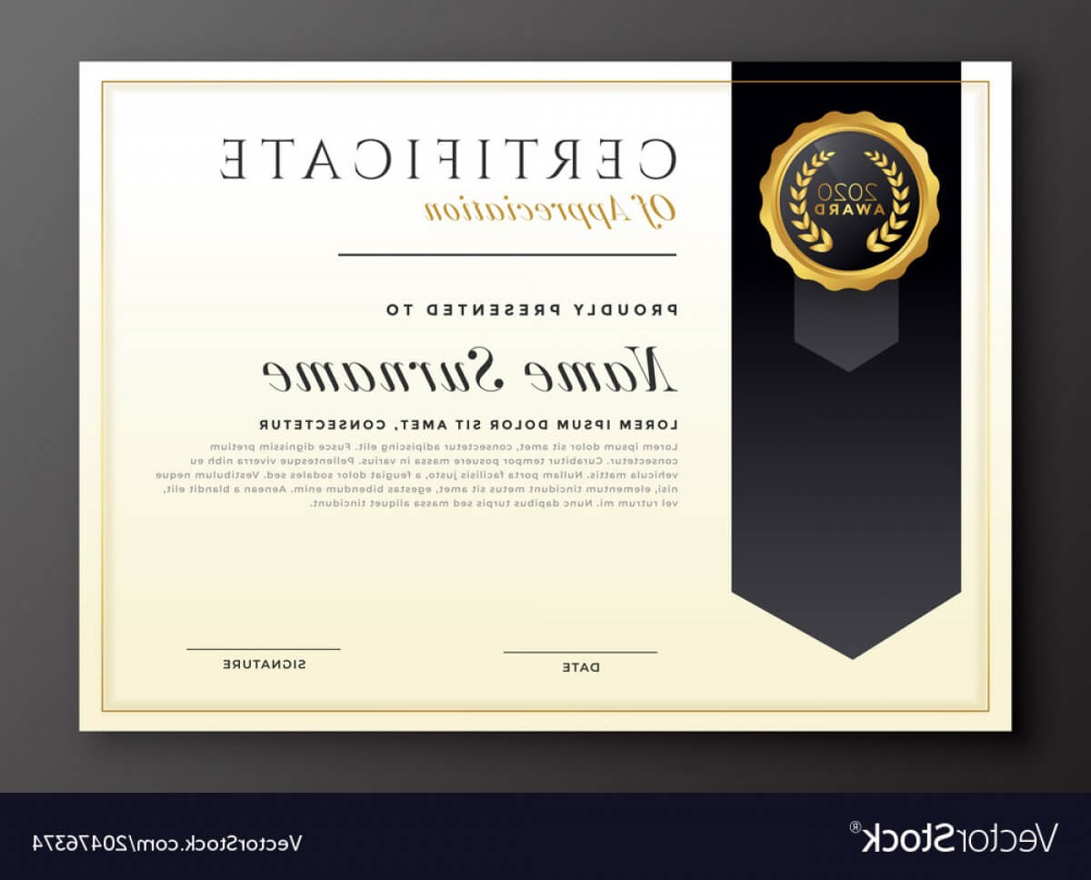 Elegant Diploma Award Certificate Template Design Vector Inside Award Certificate Design Template