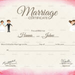 Elegant Marriage Certificate Template Intended For Certificate Of Marriage Template