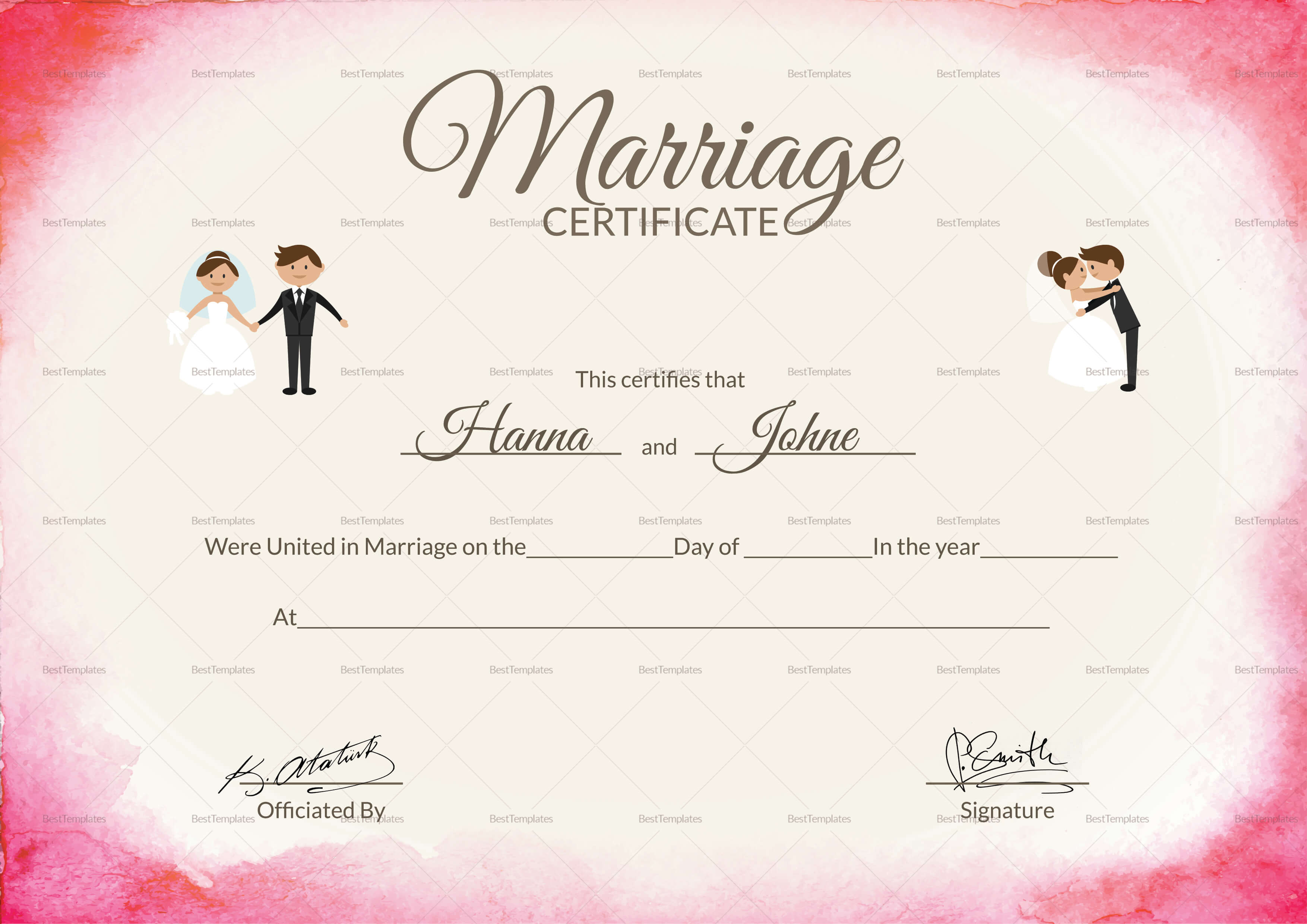 Elegant Marriage Certificate Template Intended For Certificate Of Marriage Template