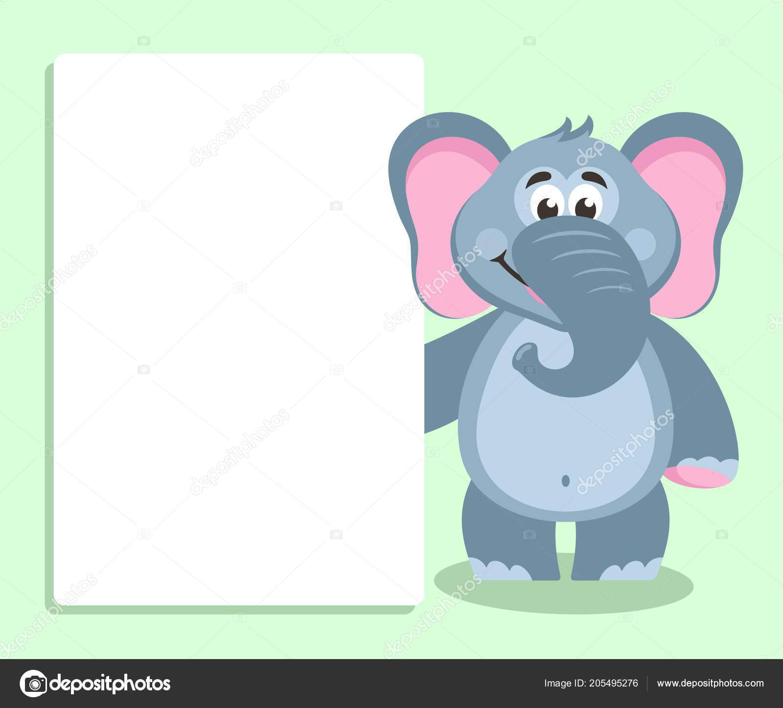 Elephant White Board Template Your Text Cartoon Character Within Blank Elephant Template