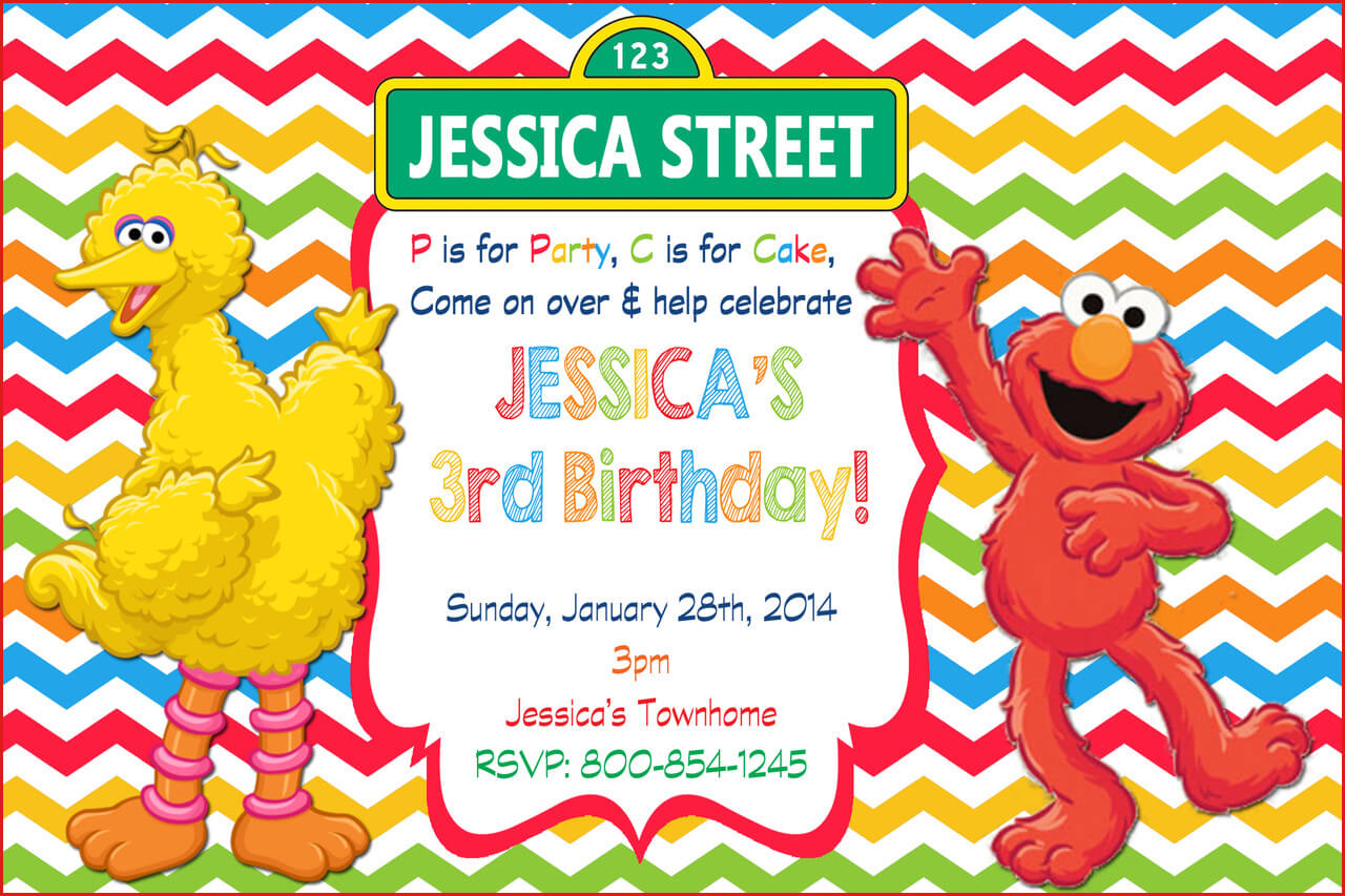 Elmo Birthday Invitations – Sesame Street Personalized Regarding Elmo Birthday Card Template
