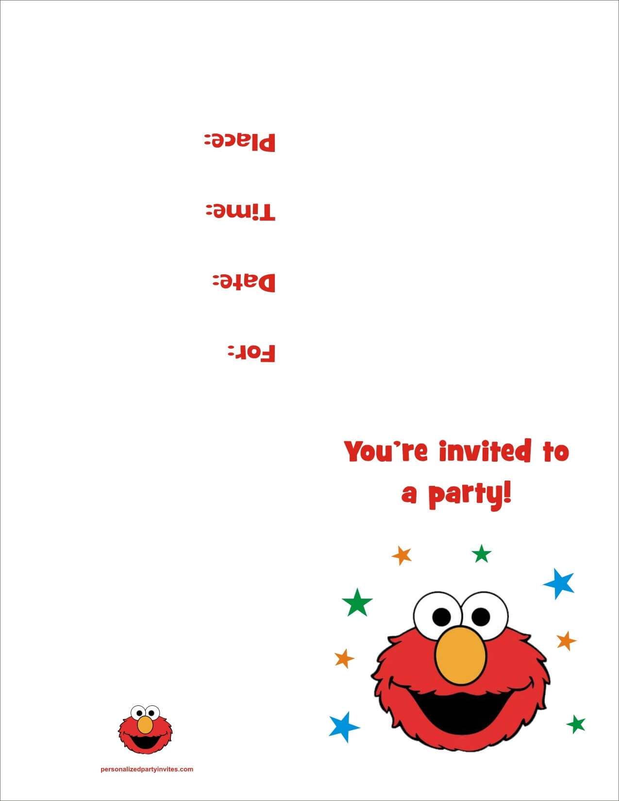 Elmo Free Printable Birthday Party Invitation Personalized Inside Elmo Birthday Card Template