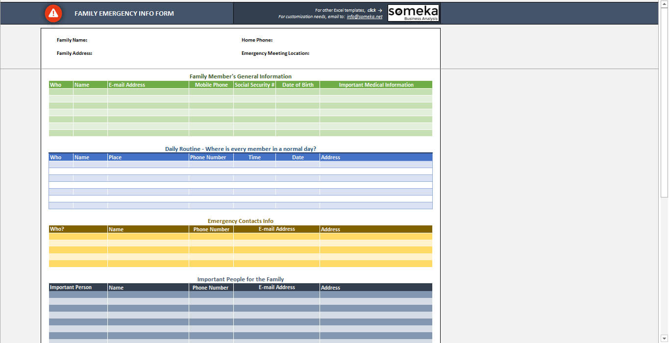 Emergency Contact Form Template – Free Emergency Contact Sheet Within In Case Of Emergency Card Template