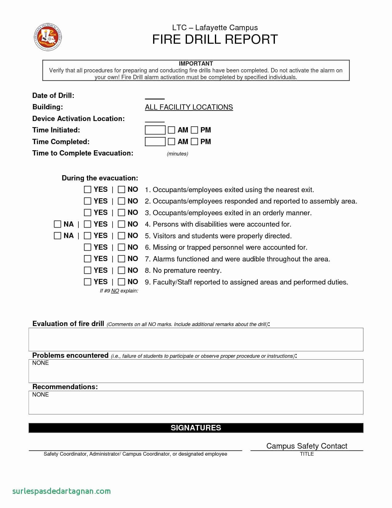 Emergency Mock Drill Report Format | Glendale Community Regarding Fire Evacuation Drill Report Template