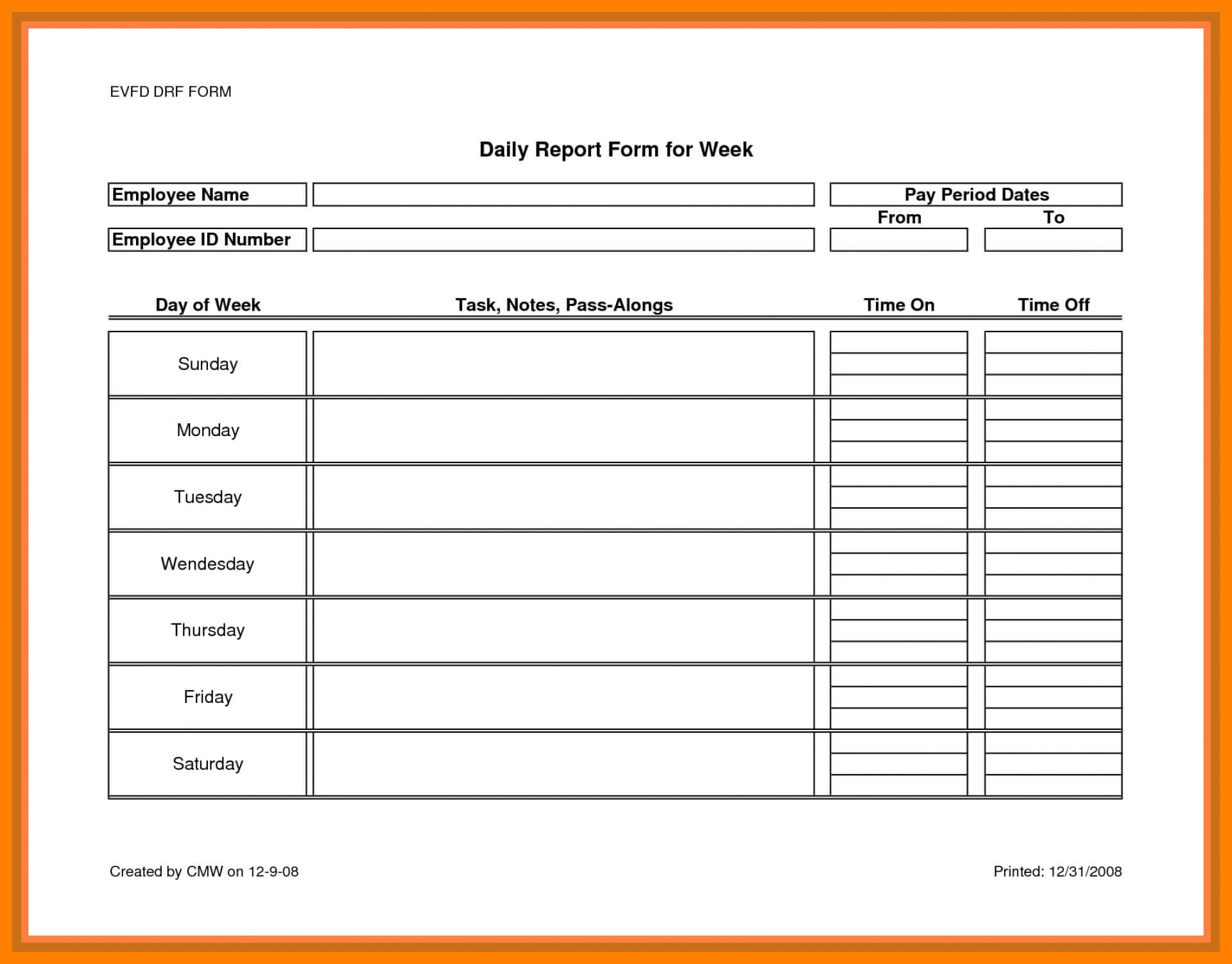 Employee Daily Work Schedule Template Excel | Smorad Within Employee Daily Report Template