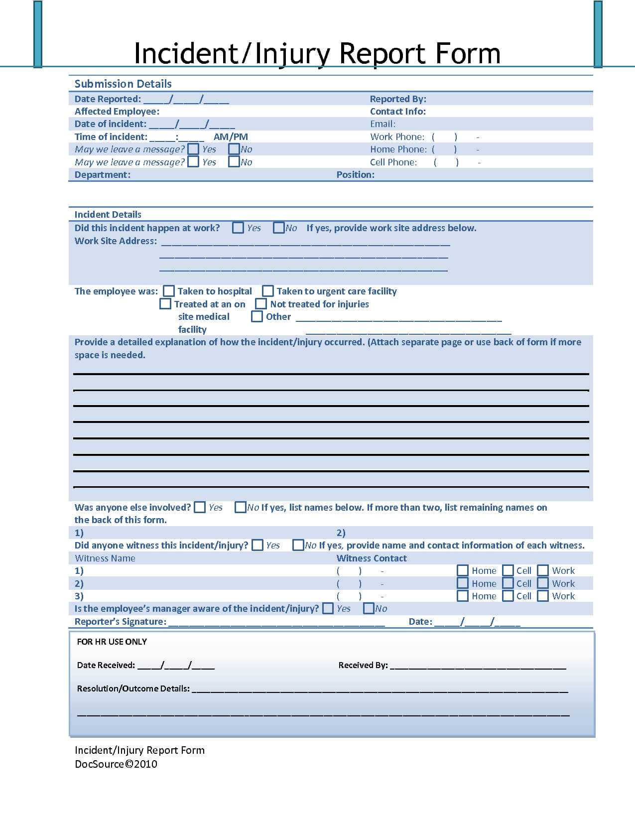 Employee Nt Report Form Pdf Hse Template Format For Safety Within Health And Safety Incident Report Form Template