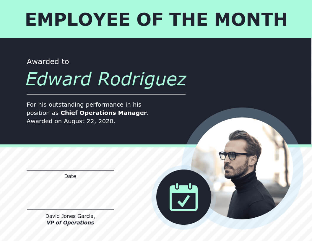 Employee Of The Month Certificate Of Recognition Template With Regard To Employee Of The Month Certificate Template
