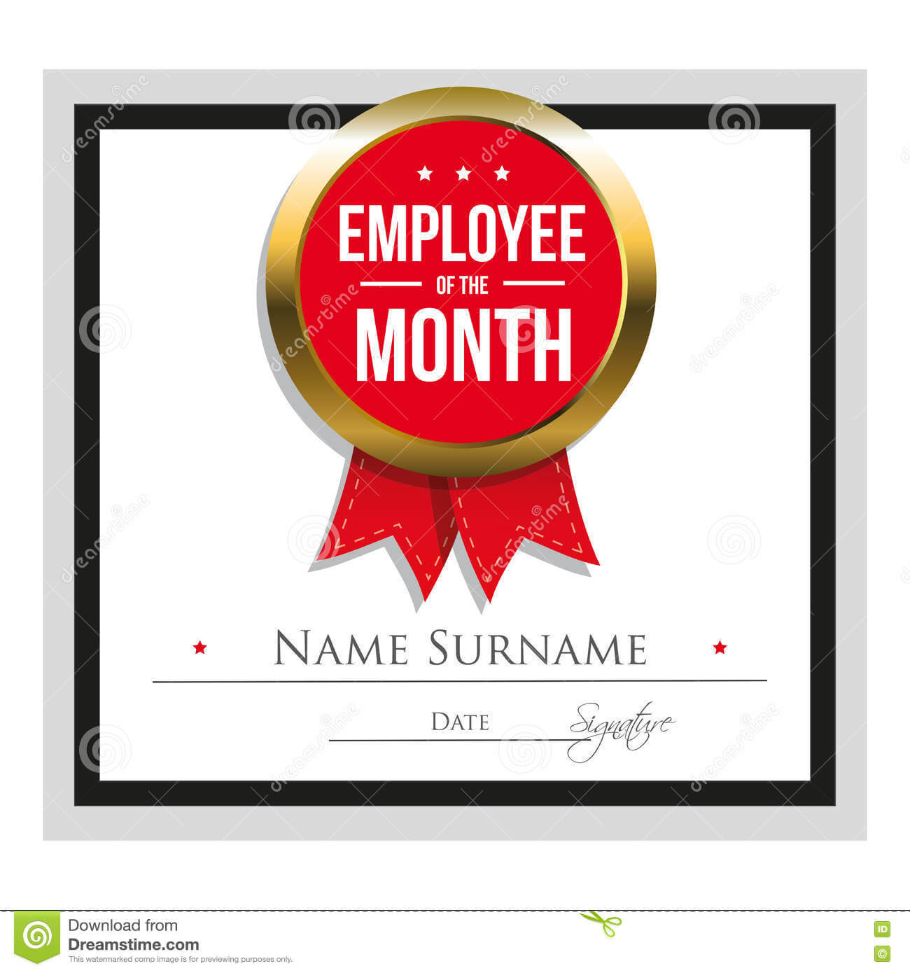Employee Of The Month Certificate Template Stock Vector Within Employee Of The Month Certificate Templates