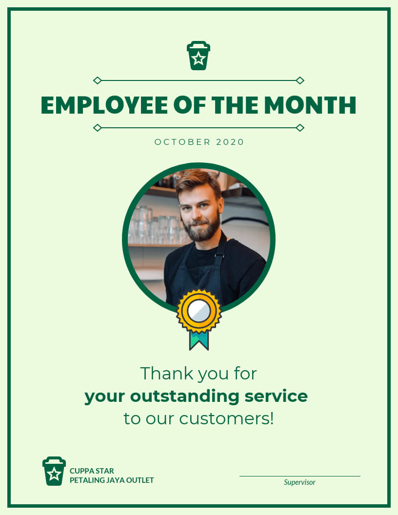 Employee Of The Month Certificate Template Template – Venngage Throughout Employee Of The Month Certificate Template With Picture