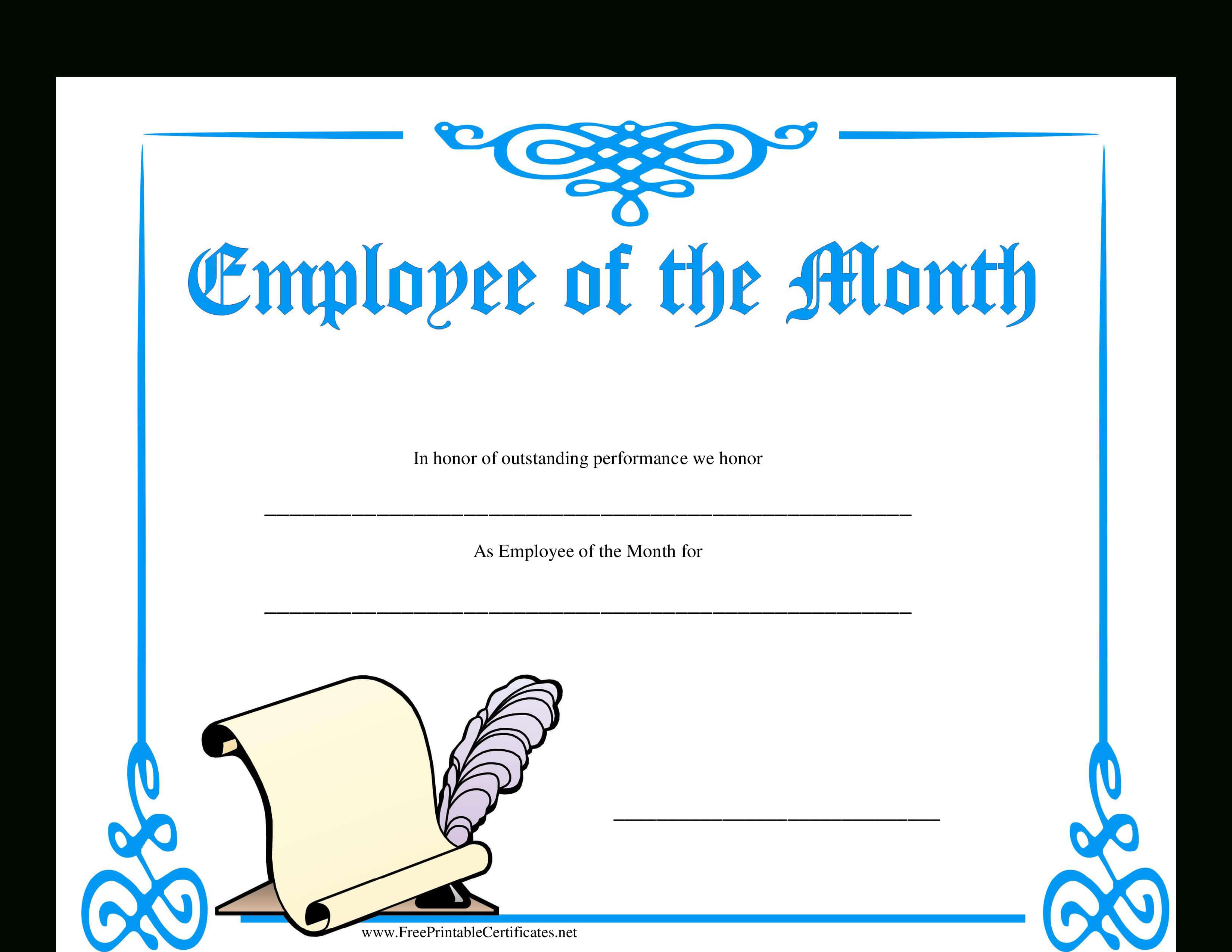 Employee Of The Month Certificate | Templates At For Employee Of The Month Certificate Templates