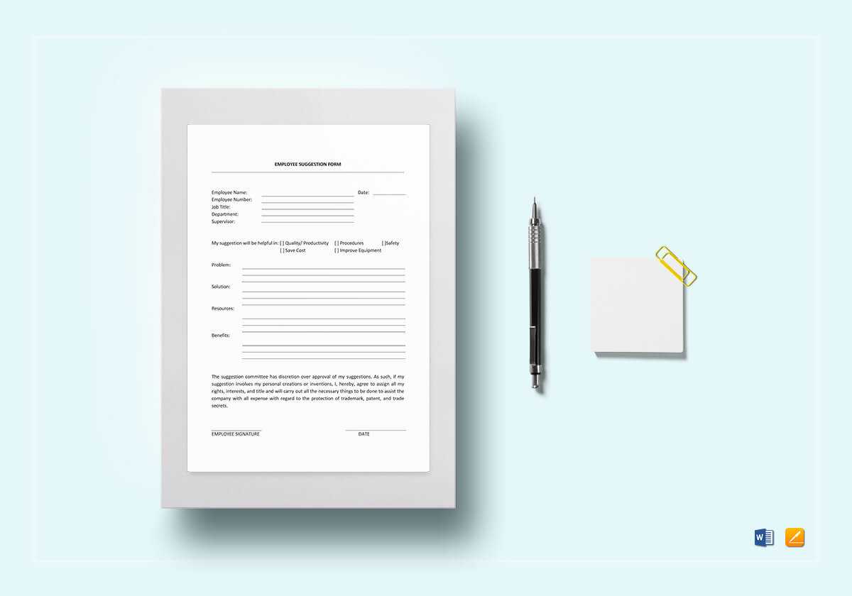 Employee Suggestion Template Regarding Word Employee Suggestion Form Template