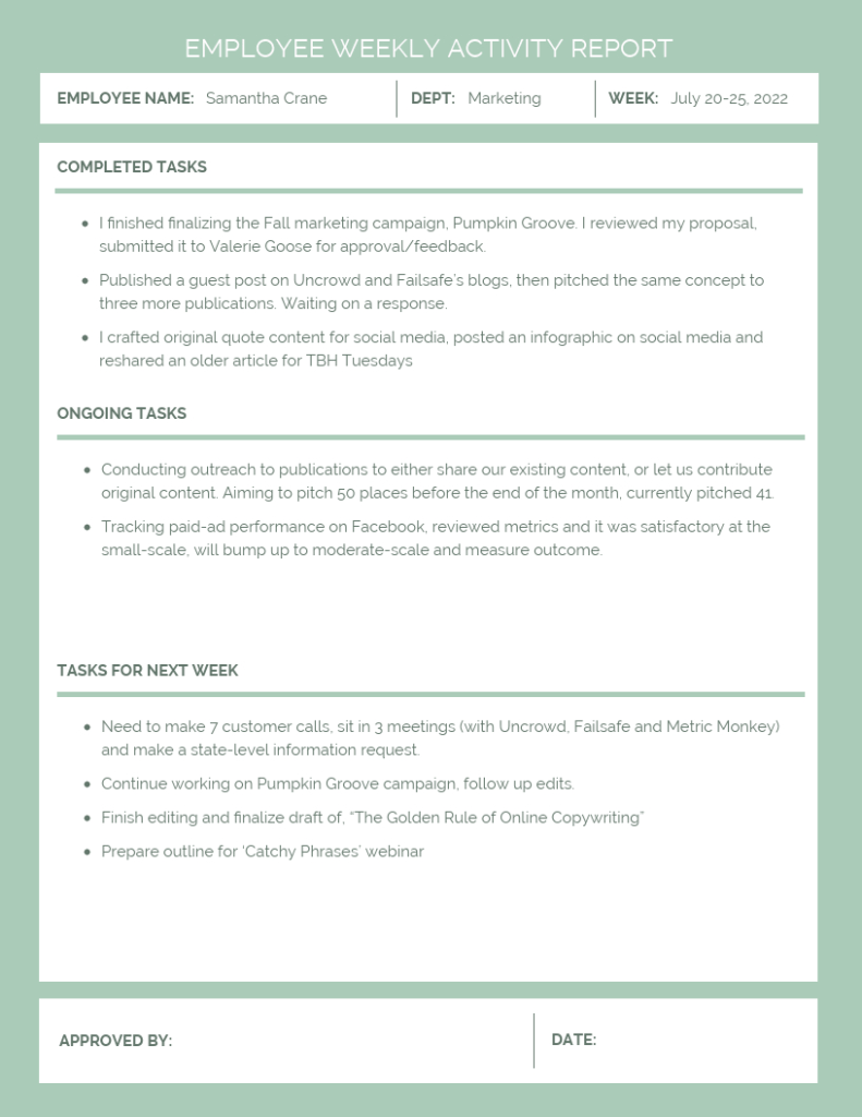 Monthly activity report template atlantaauctionco