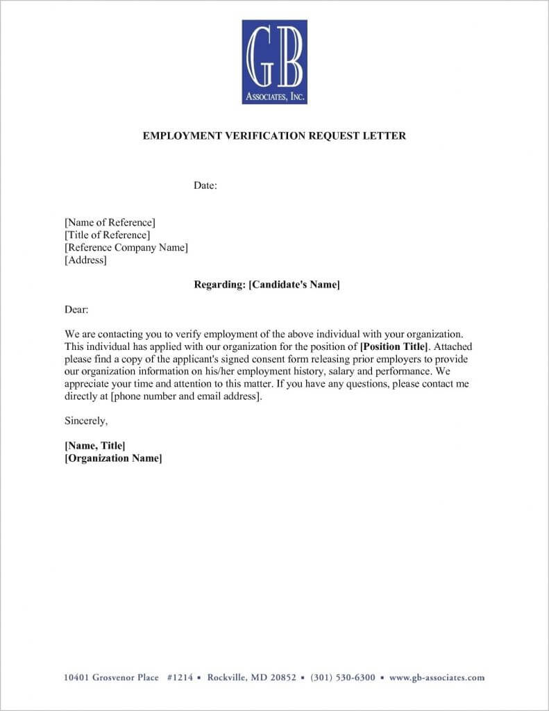 Employment Verification Letter Sample Verification Of Within Employment Verification Letter Template Word