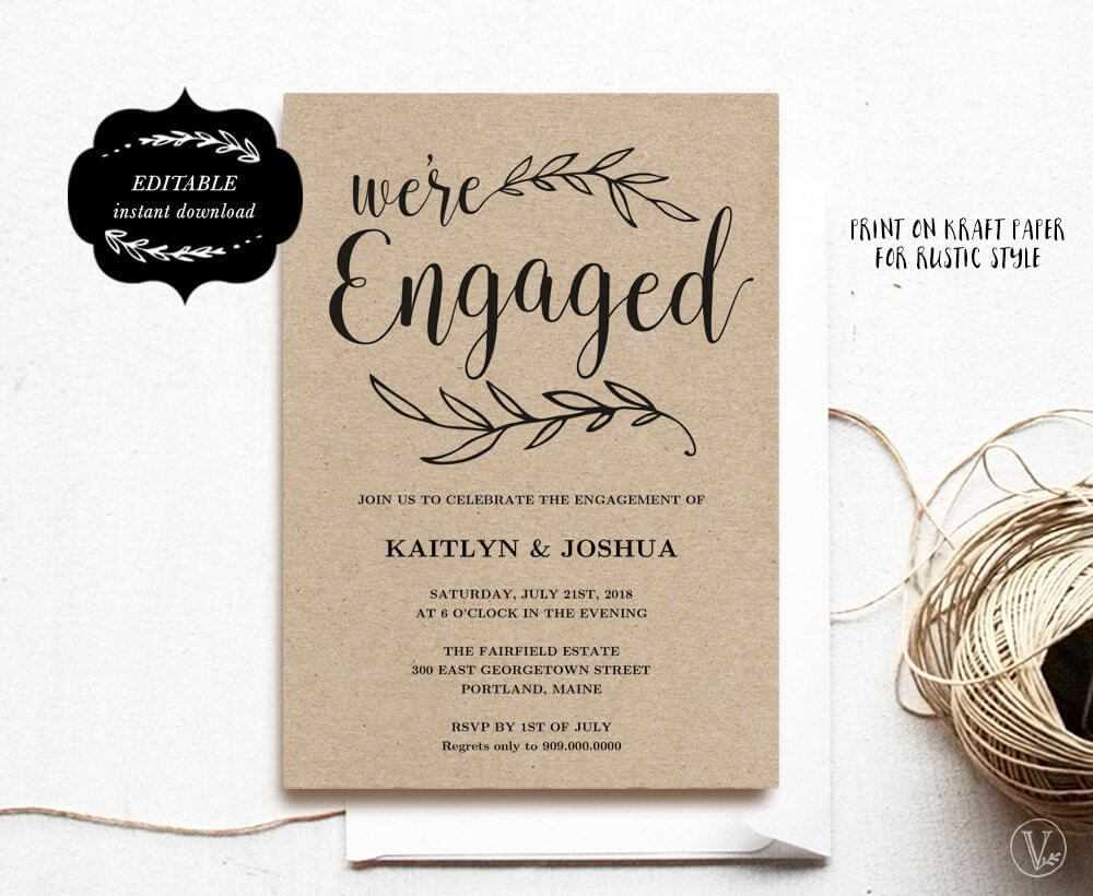 Engagement Invitation Template, Printable Engagement Party With Regard To Engagement Invitation Card Template