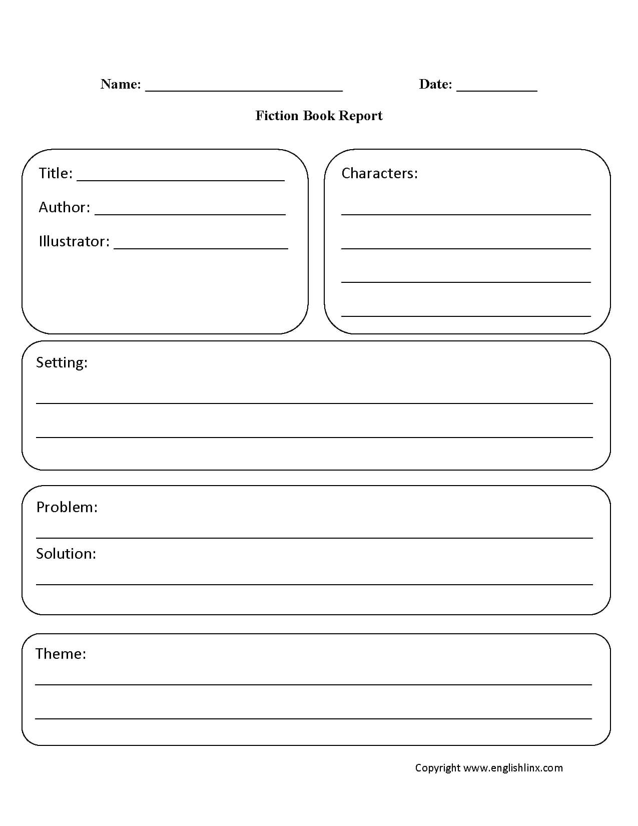 Englishlinx | Book Report Worksheets Inside One Page Book Report Template