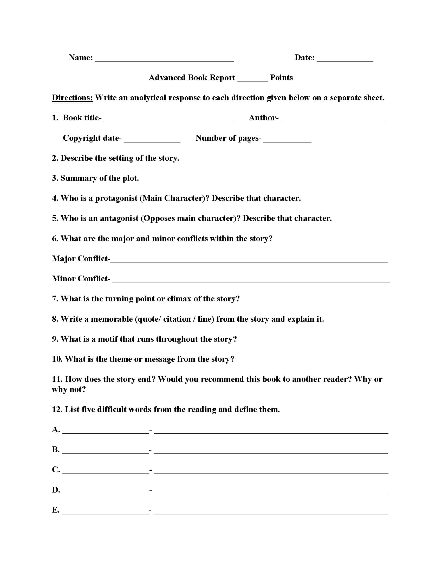 Englishlinx | Book Report Worksheets With Book Report Template Grade 1