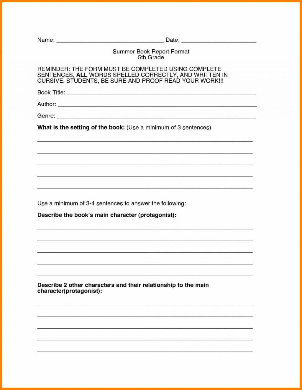 Englishlinx Com Ook Report Worksheets Template 4Th Grade Non In 4Th Grade Book Report Template