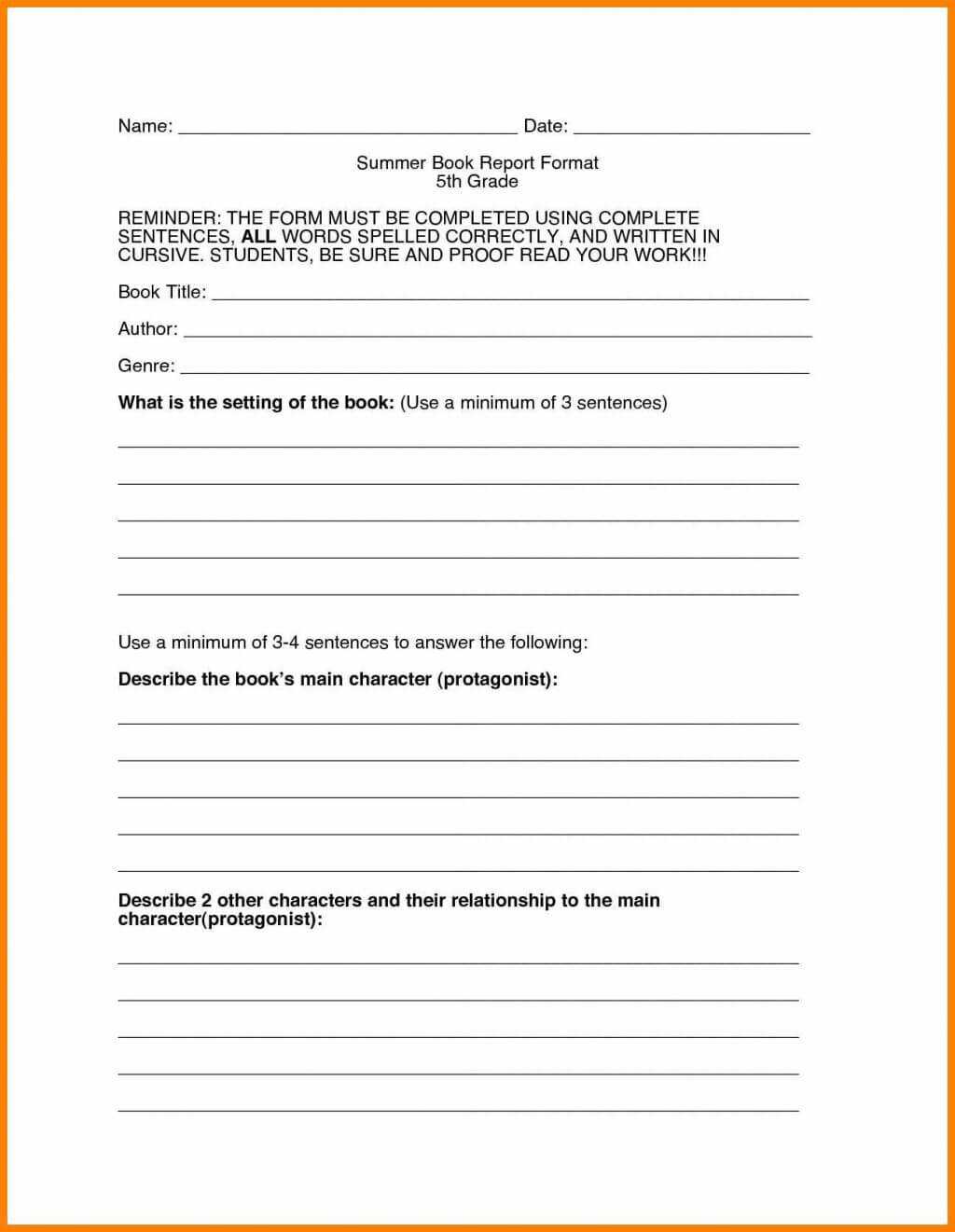 Englishlinx Com Ook Report Worksheets Template 4Th Grade Non In 4Th Grade Book Report Template