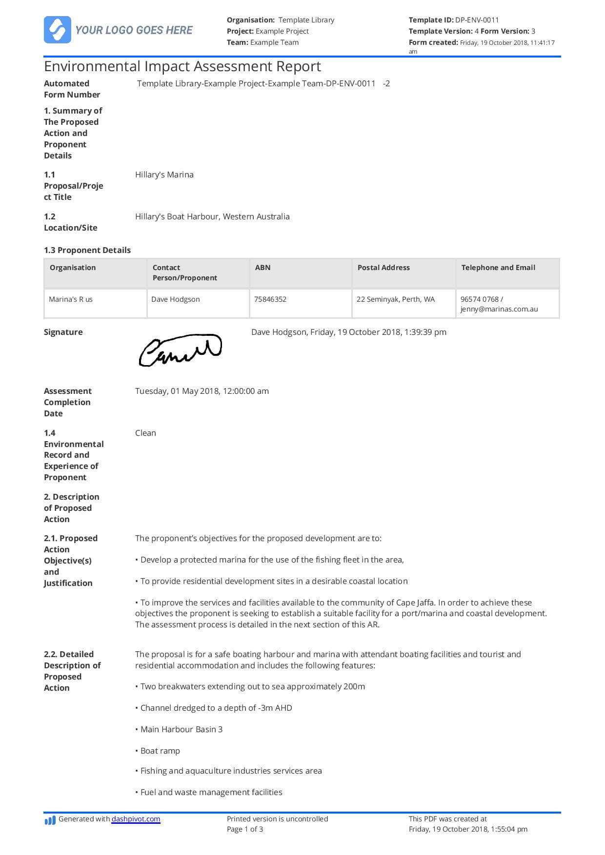 Environmental Impact Assessment Report Template – Use It Free With Regard To Environmental Impact Report Template