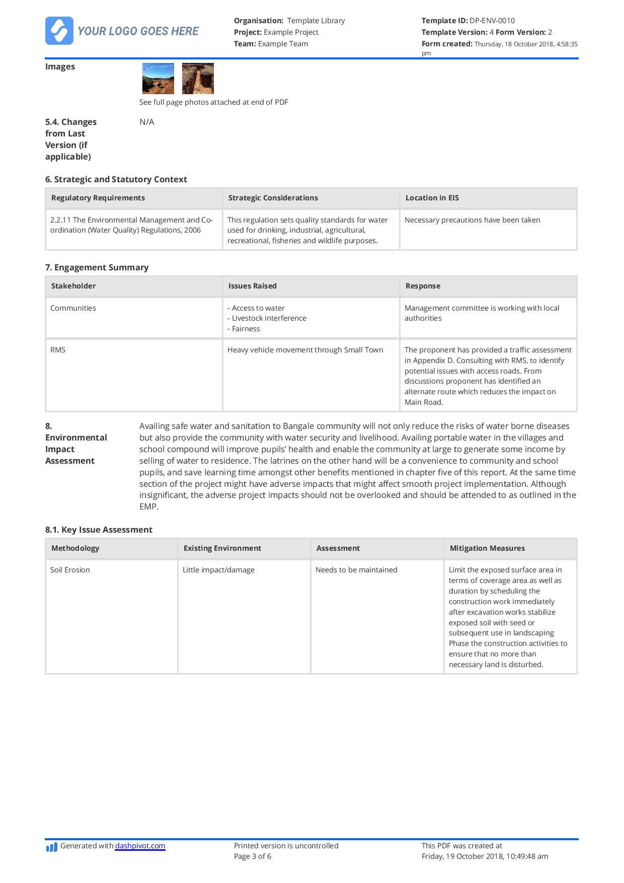 Environmental Impact Statement Example (Free And Customisable) In Environmental Impact Report Template