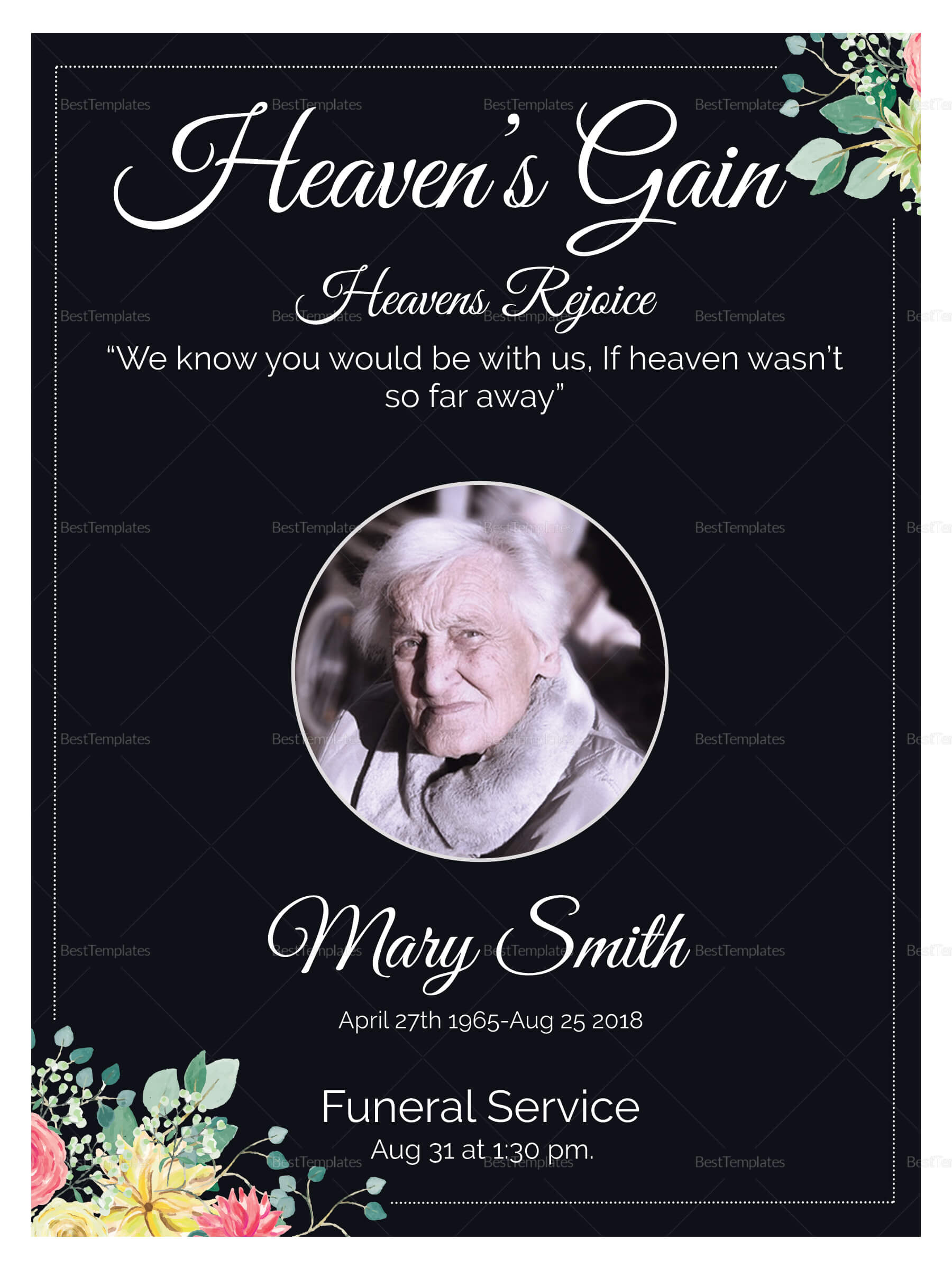 Eulogy Funeral Invitation Card Template With Regard To Funeral Invitation Card Template