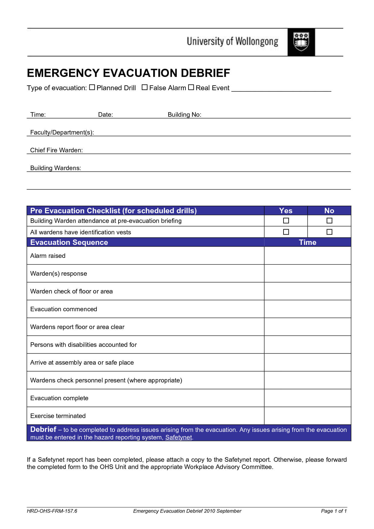 Event Debriefing Form Template In Event Debrief Report Template