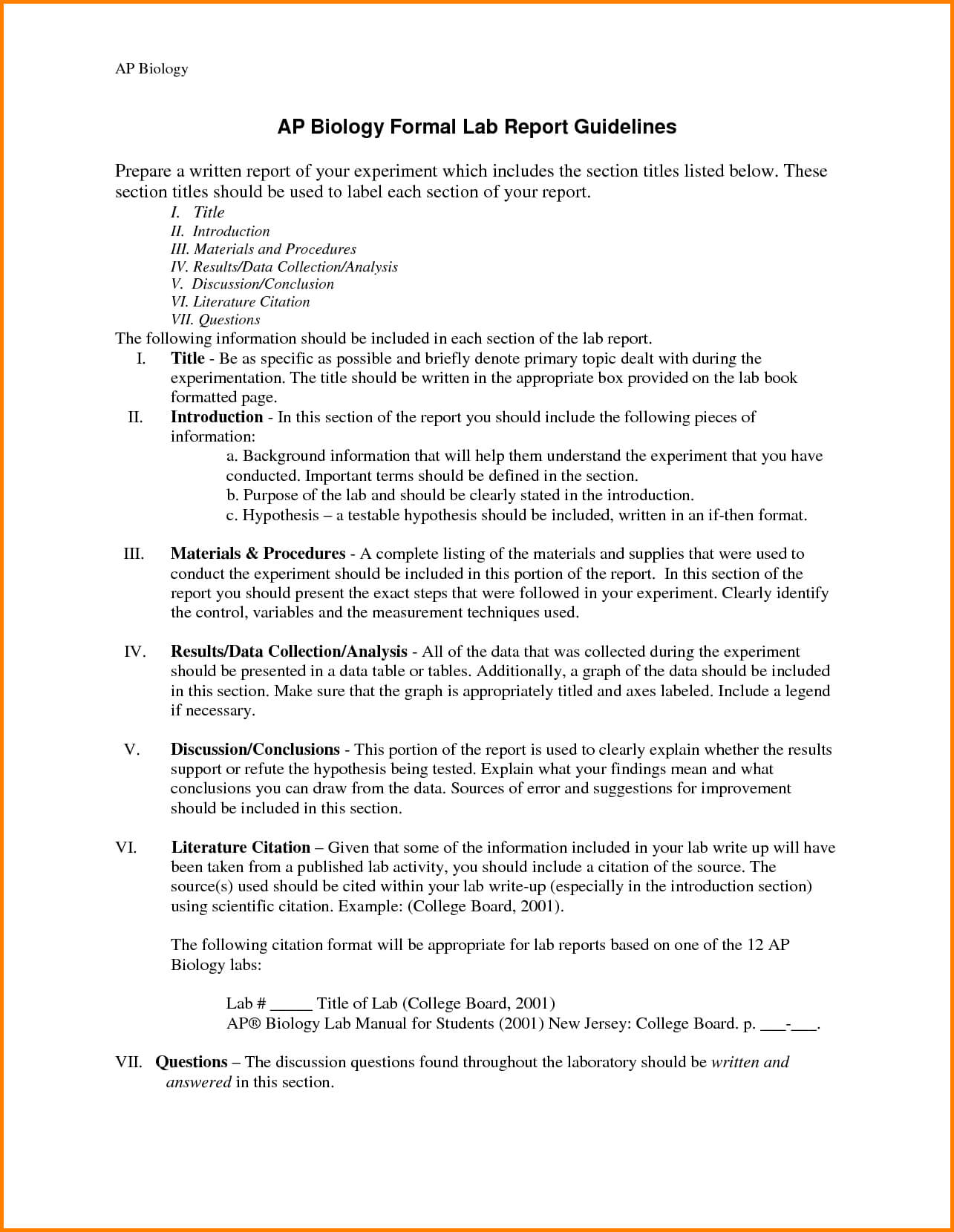 Example Introduction For Biology Lab Report Examples Of Formal For Biology Lab Report Template