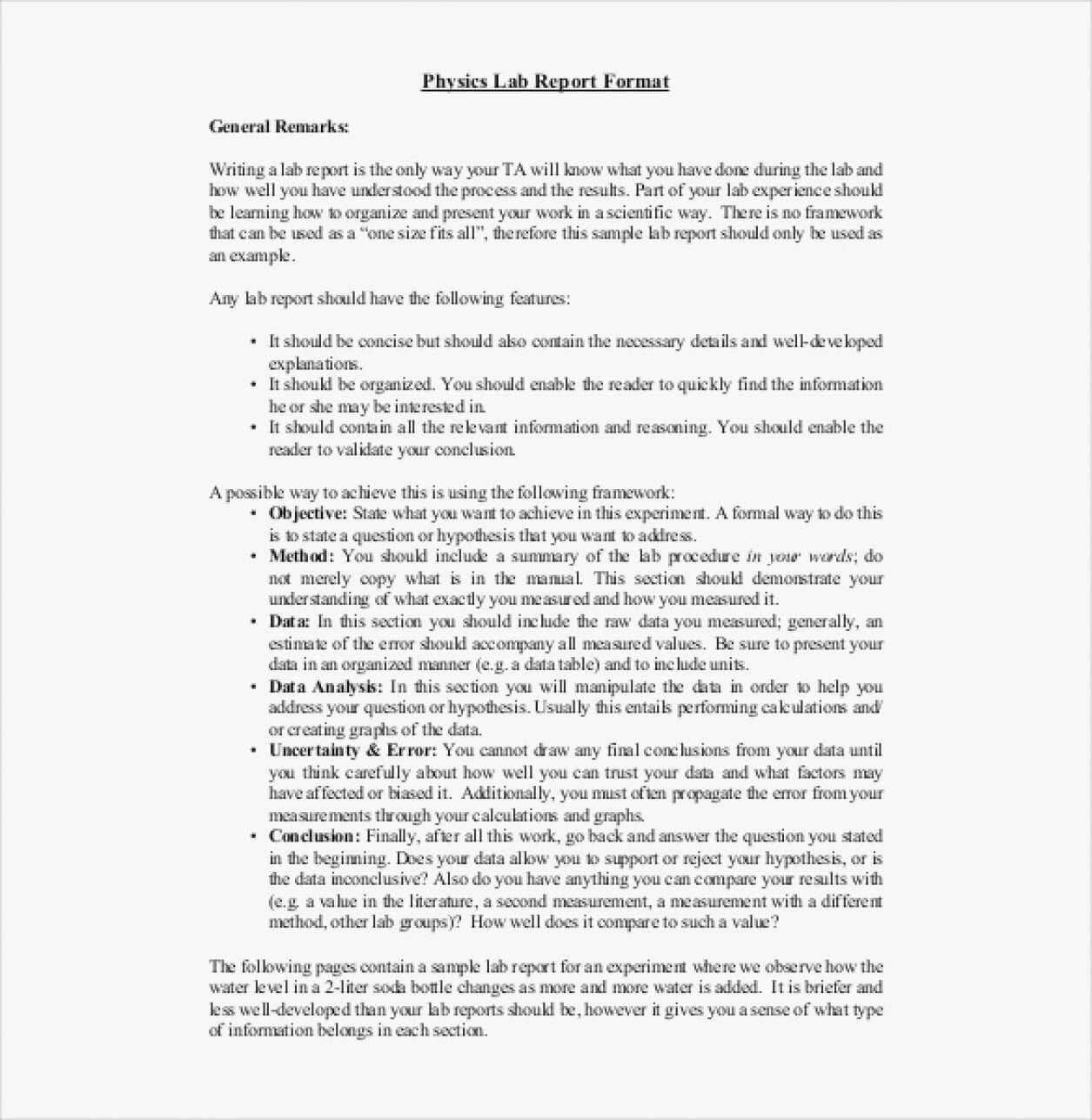 Example Physics Lab Report Introduction Sample Abstract For With Physics Lab Report Template