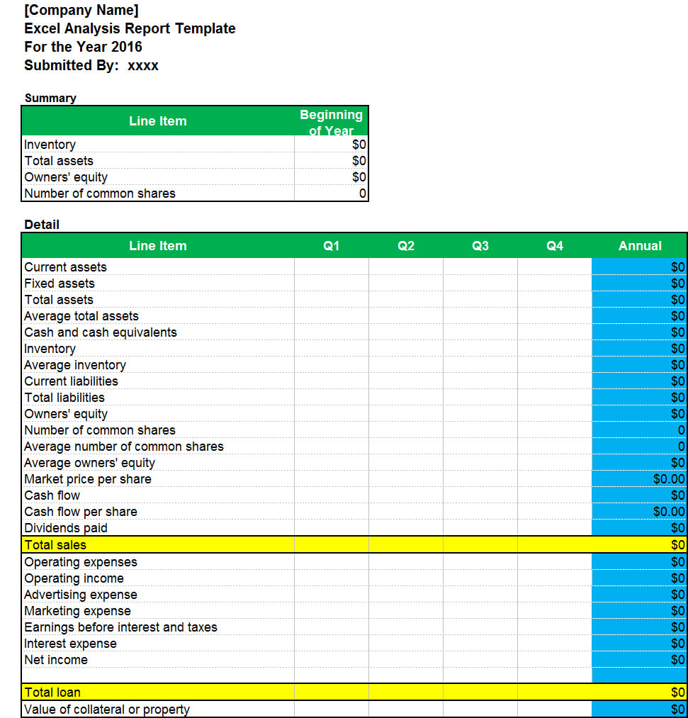 Excel Analysis Report Template – Excel Word Templates Within Company Analysis Report Template