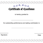 Excellence Certificate Template Blank Regarding Academic Award Certificate Template