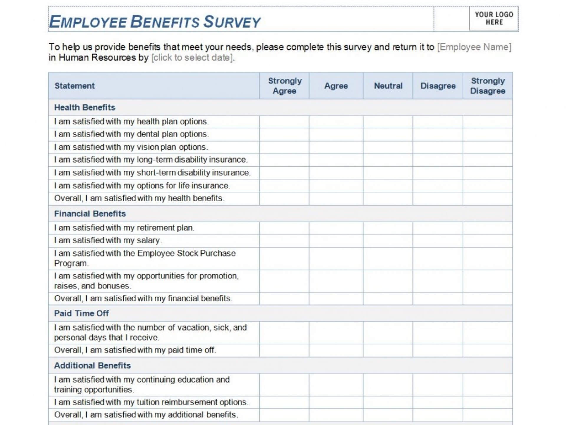 Exceptional Employee Satisfaction Surveys Templates Template Regarding Employee Satisfaction Survey Template Word