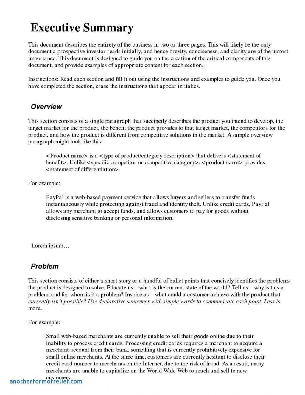 Executive Summary Example Market Research Report Template Regarding Incident Summary Report Template