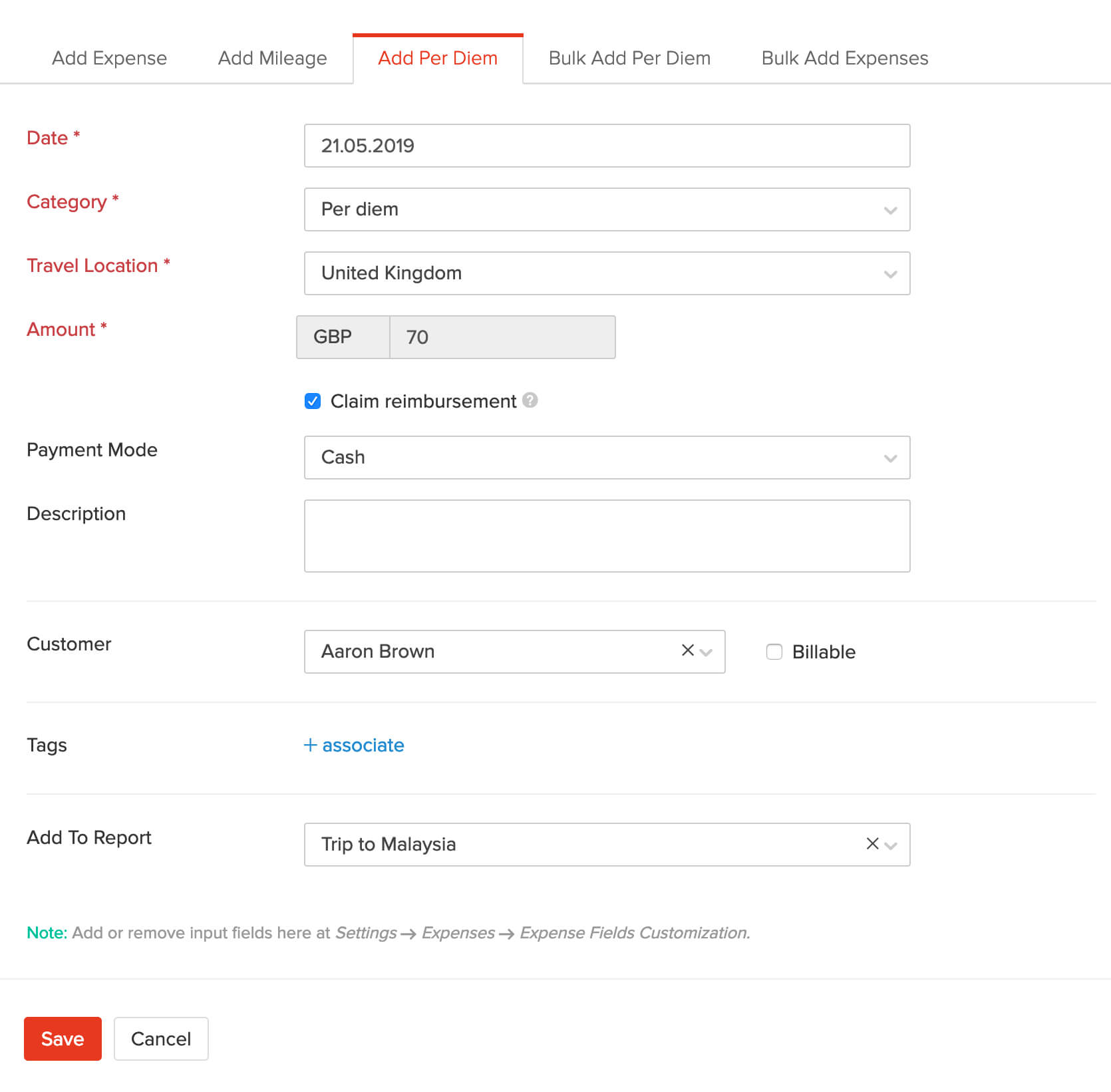 Expenses | User Guide | Zoho Expense Within Per Diem Expense Report Template