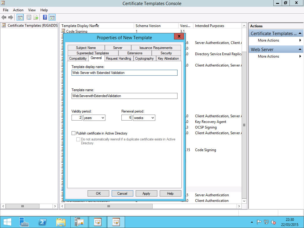 Extended Validation (Ev) With An Internal Certificate With Certificate Authority Templates