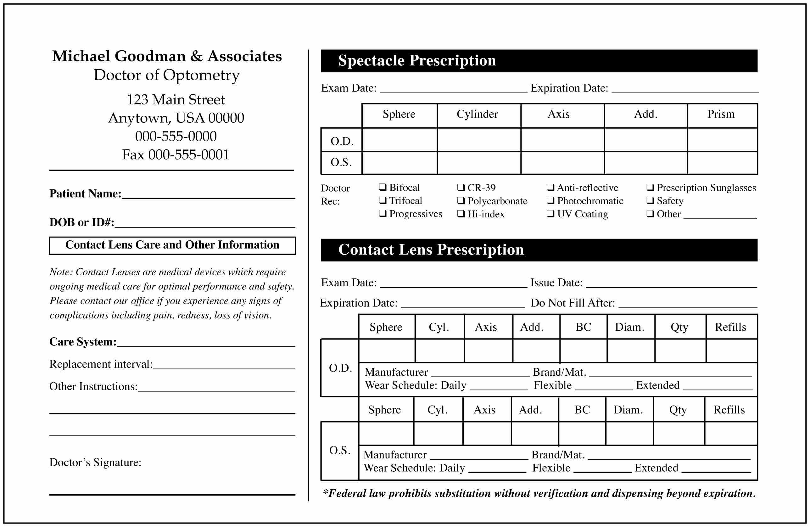 Eye Doctor Prescription Template Elegant Rx Prescription Pertaining To Blank Prescription Form Template