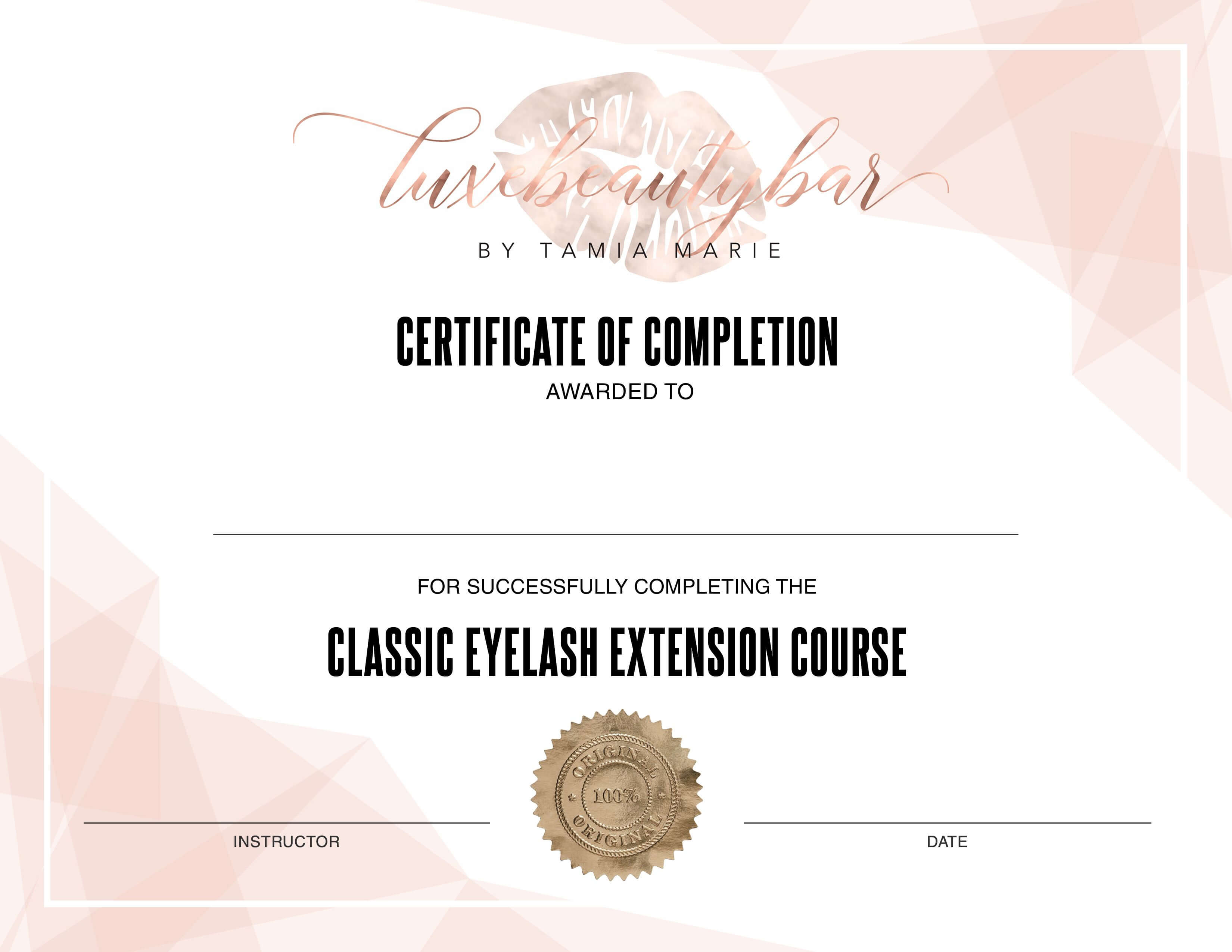 Eyelash Extension Certificate – Editable Template | Designs For Love Certificate Templates