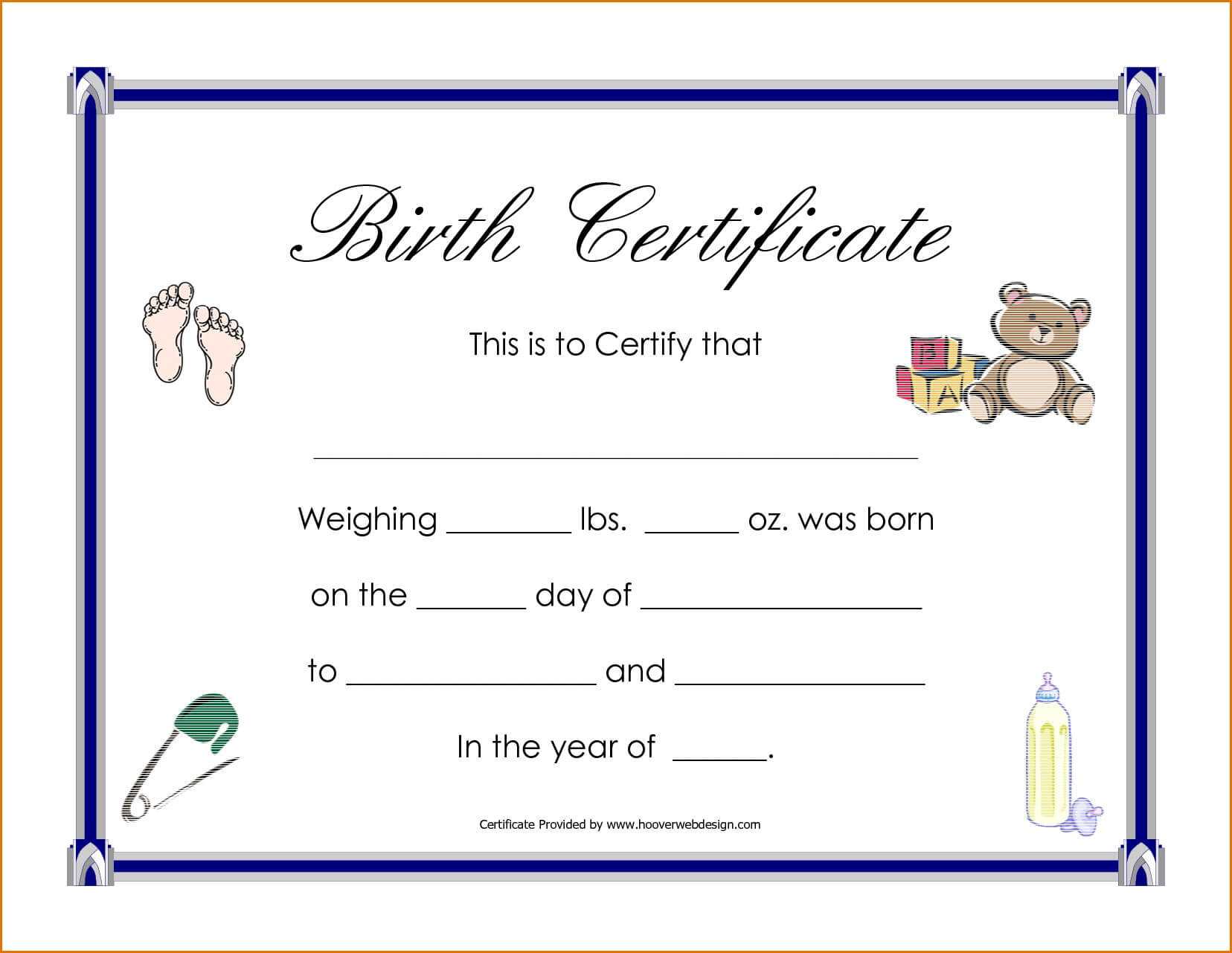 Fake Birth Certificate Template – Wosing Template Design In Birth Certificate Fake Template