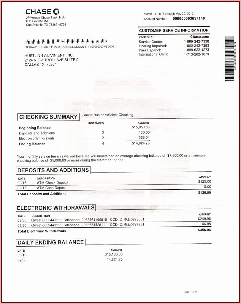 Fake Chase Bank Statement Template Free Resume In Blank Bank Statement Template Download