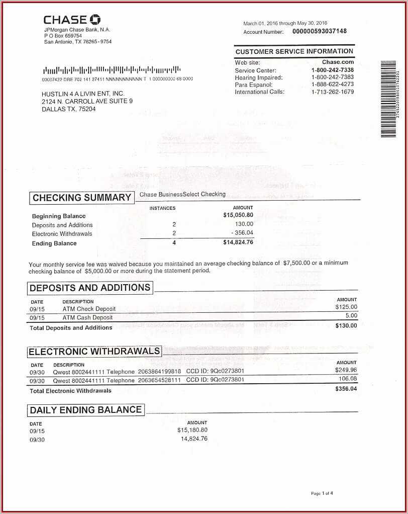 Fake Chase Bank Statement Template Free Resume In Blank Bank Statement Template Download