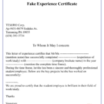 Fake Experience Certificate 01 | Best Letter Template Regarding Certificate Of Experience Template