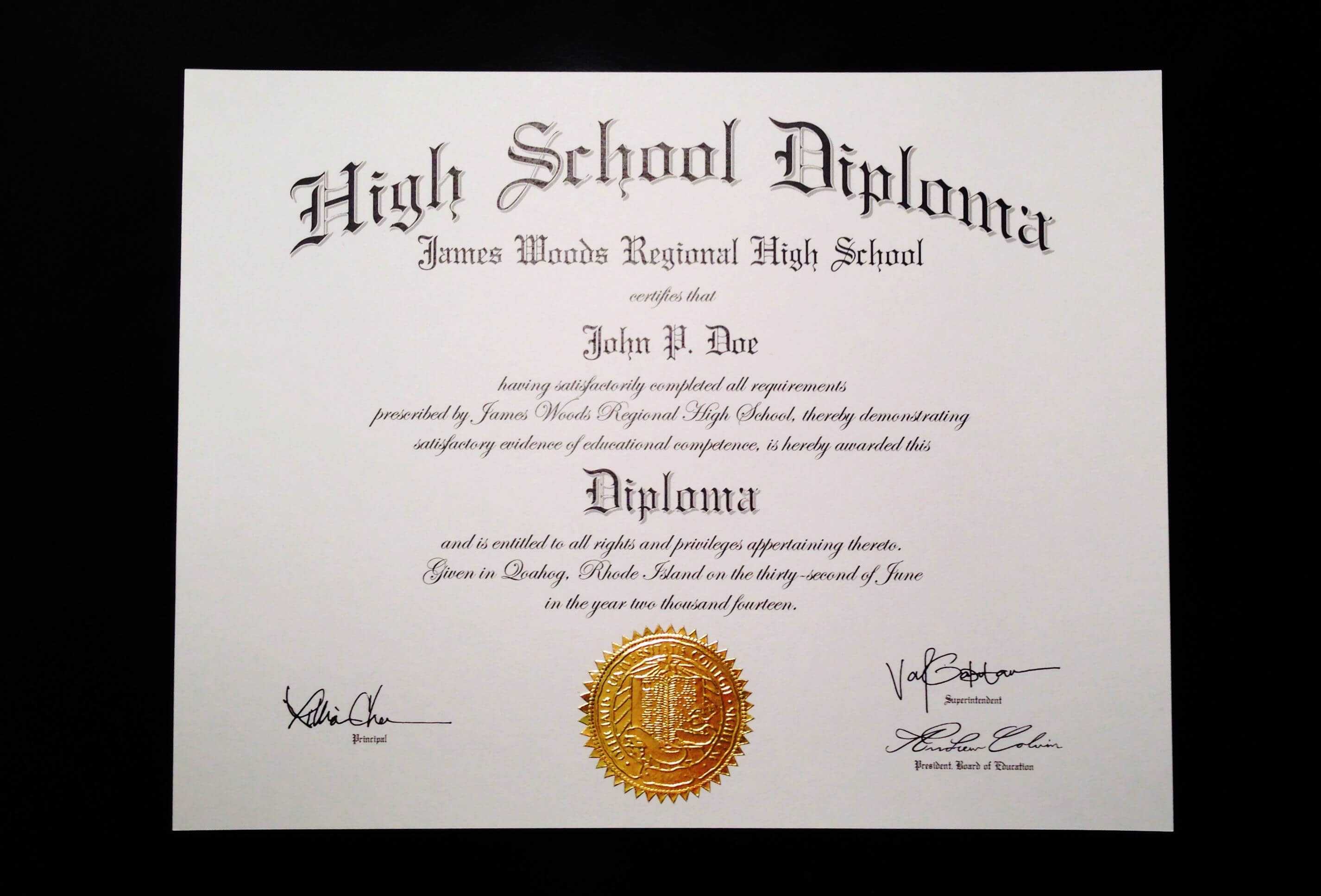 Fake+High+School+Diploma+Template | Jeffrey D Brammer | Free Inside Fake Diploma Certificate Template