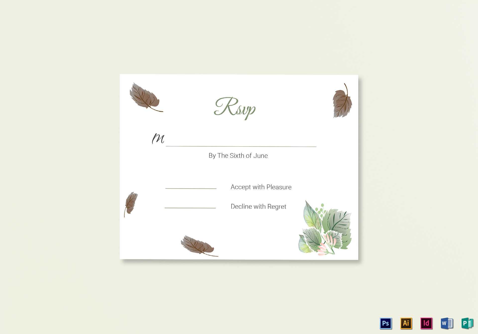 Fall Wedding Rsvp Card Template With Template For Rsvp Cards For Wedding