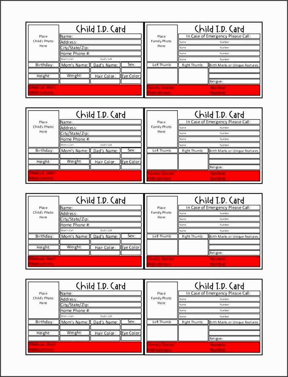 Family Emergency Plan Template Regarding In Case Of Emergency Card Template