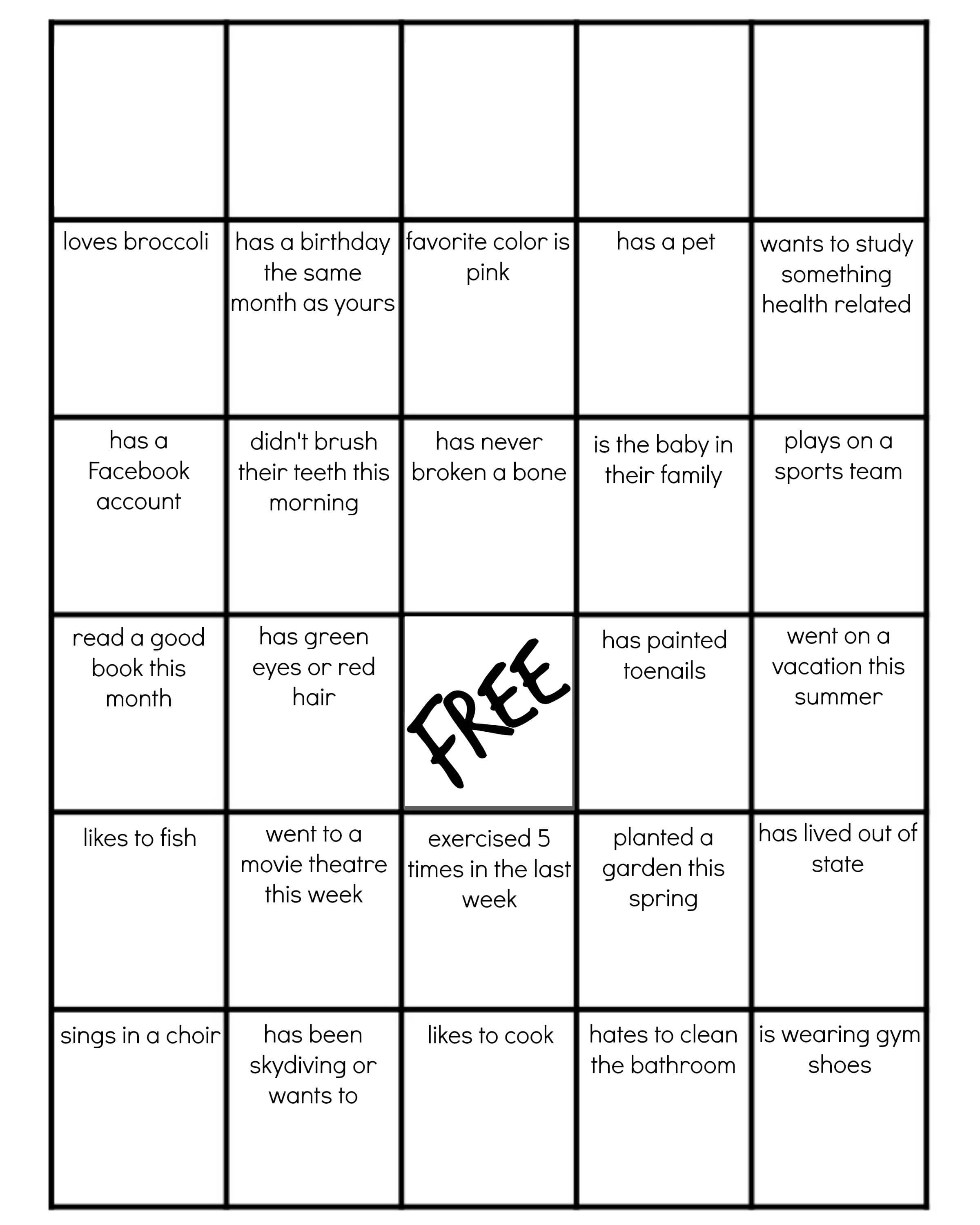 Family Reunion: Get To Know You Bingo With Regard To Ice Breaker Bingo Card Template