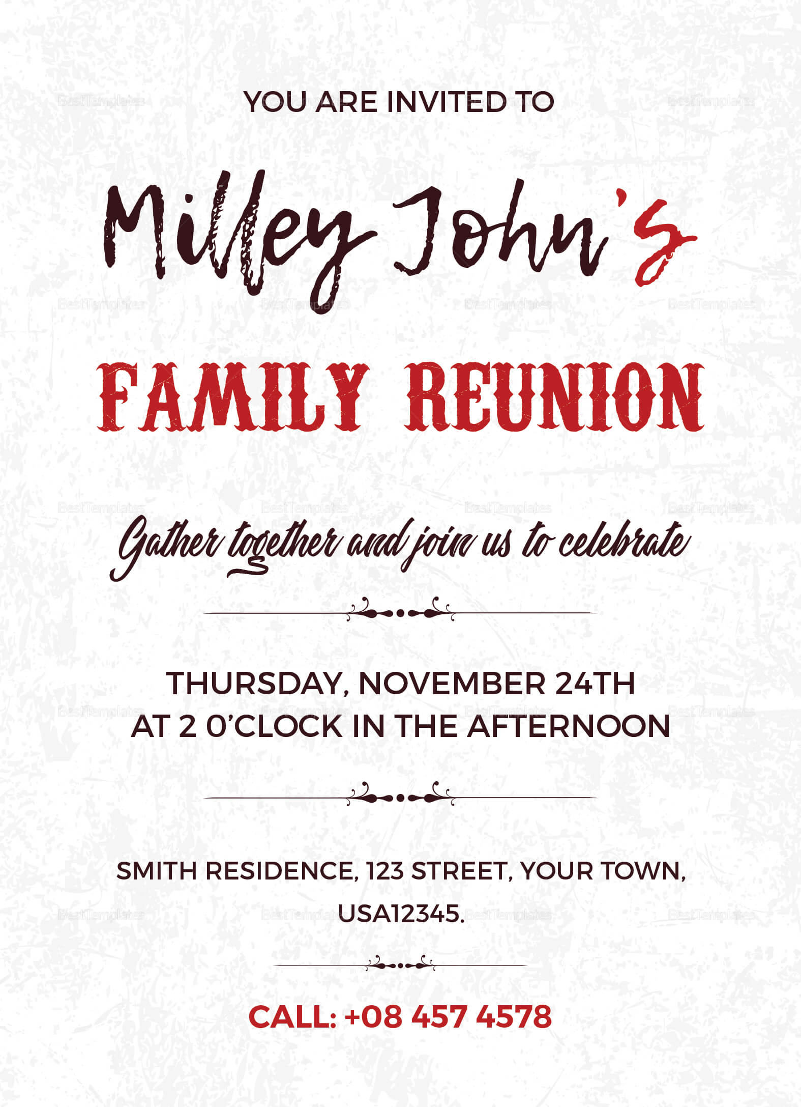 Family Reunion Invitation Card Template Within Reunion Invitation Card Templates