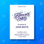 Farewell Party Hand Written Lettering. Invitation Card, Poster,.. With Regard To Farewell Invitation Card Template