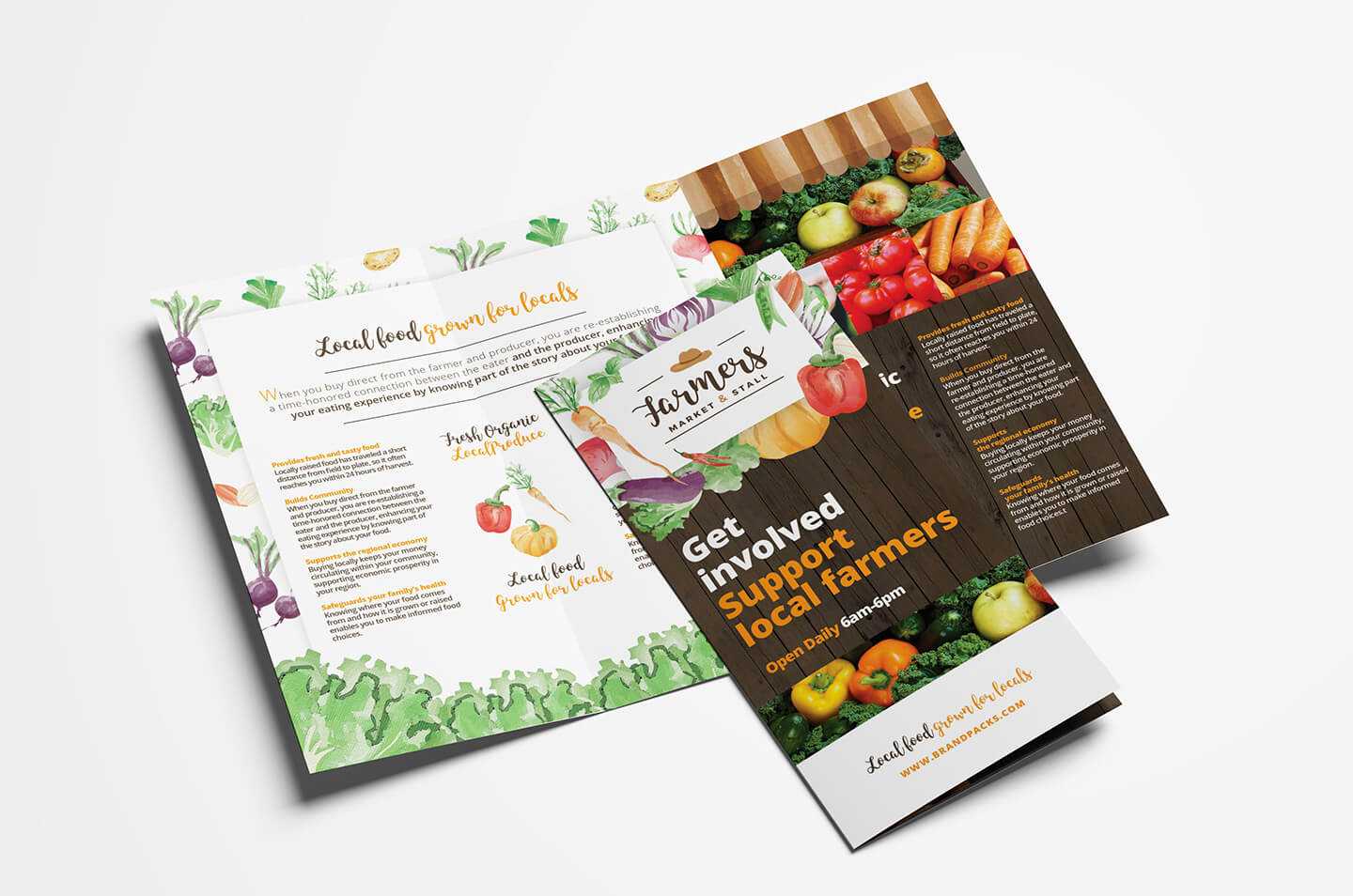 Farmers Market Tri Fold Brochure Template In Psd, Ai Throughout Nutrition Brochure Template