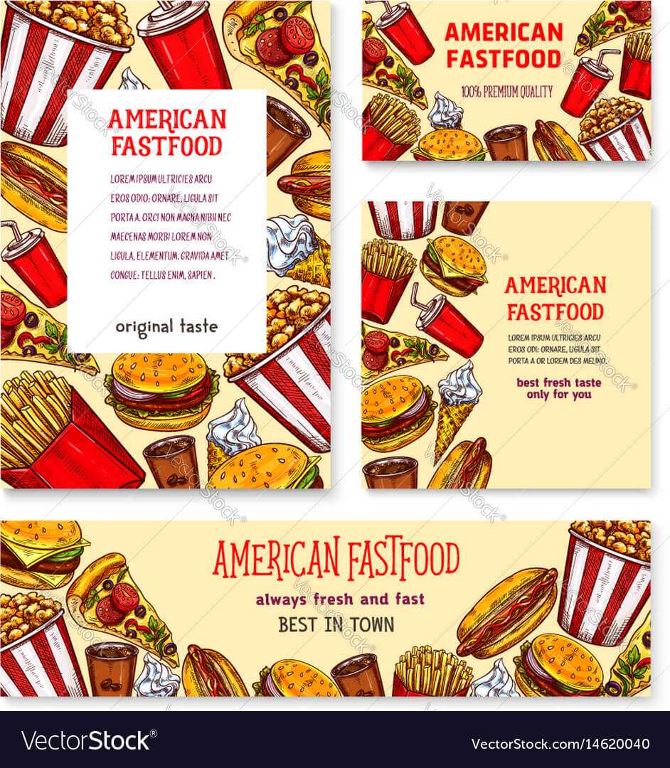 Fast Food American Restaurant Banner Template Set Within Food Banner Template