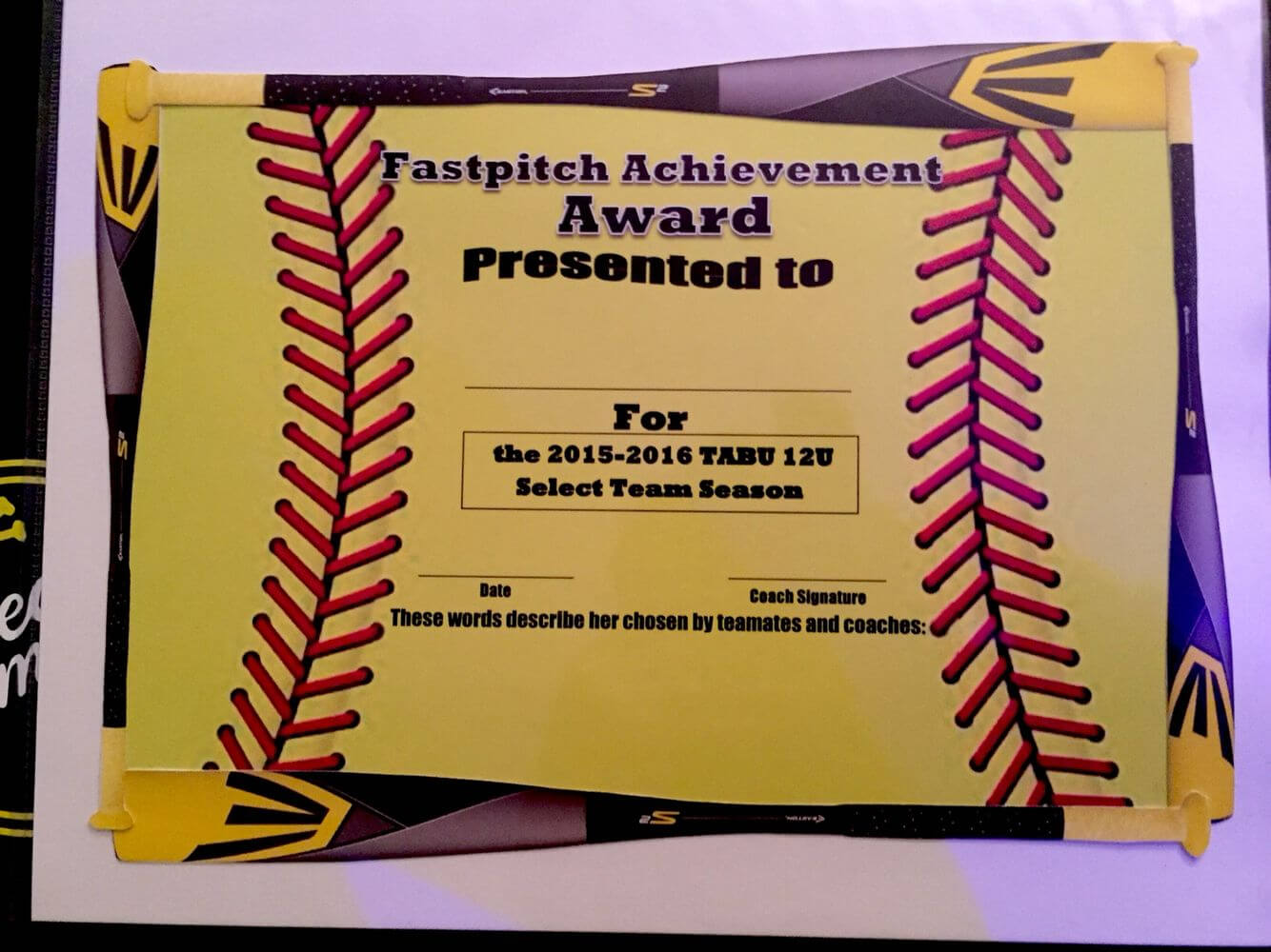 Fastpitch/softball Awards Certificate. | Softball With Softball Certificate Templates