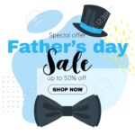 Father Day Sale Banner Template With Bow Tie And Top Hat. Vector.. Intended For Tie Banner Template
